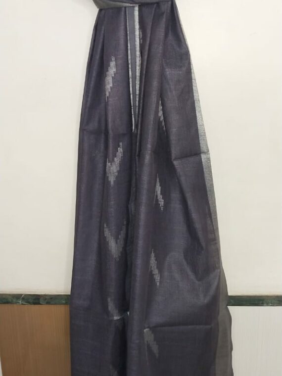 Dark Grey Cotton Dupatta With Arrow Butti Design