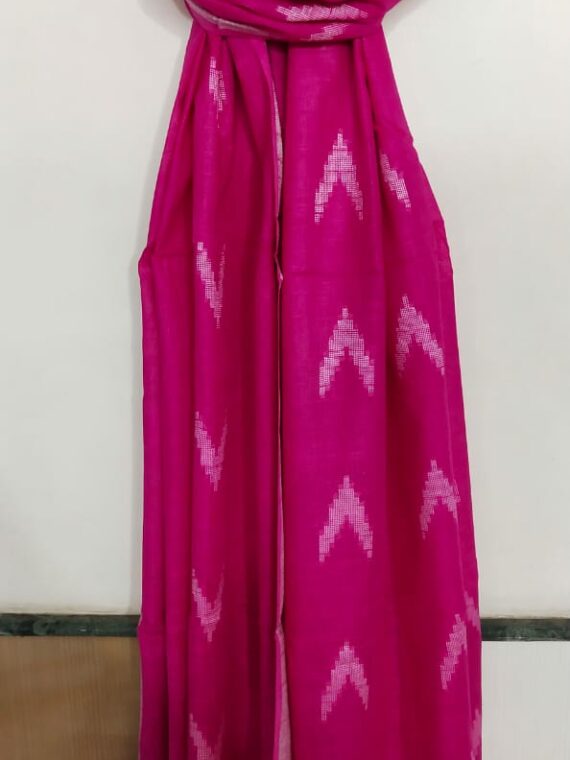 Dark Pink Cotton Dupatta With Arrow Butti Design