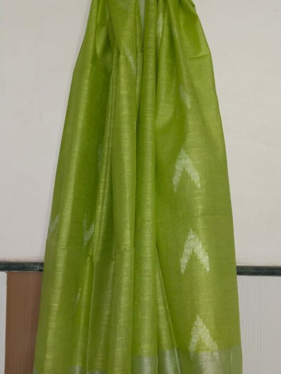 Grass Green Cotton Dupatta With Arrow Butti Design