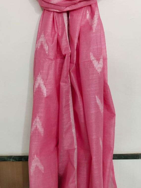 Light Pink Cotton Dupatta With Arrow Butti Design