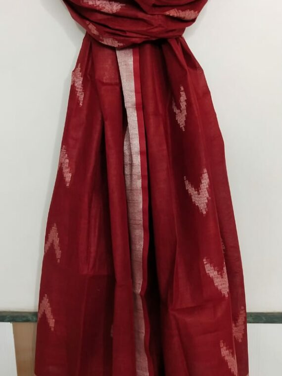 Maroon Cotton Dupatta With Arrow Butti Design