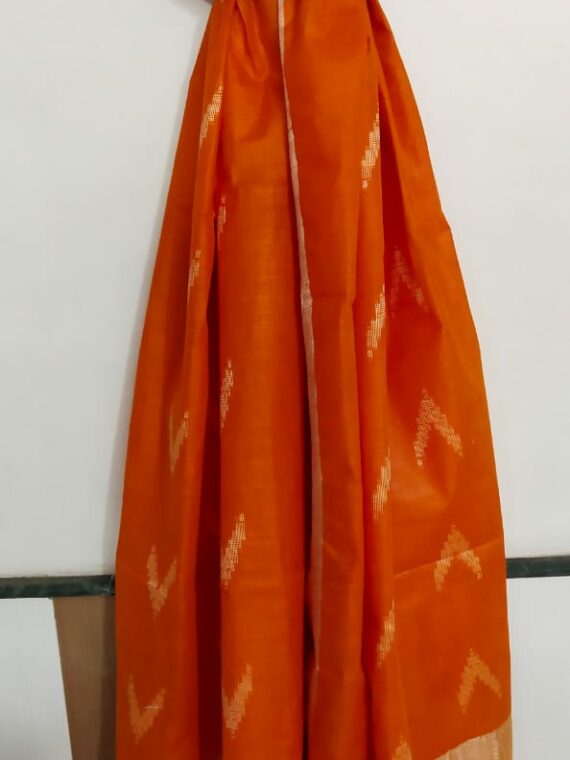 Orange Cotton Dupatta With Arrow Butti Design