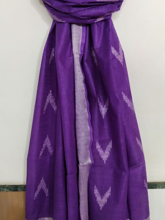 Purple Cotton Dupatta With Arrow Butti Design