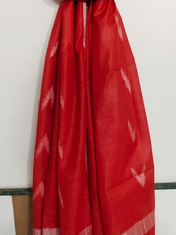 Red Cotton Dupatta With Arrow Butti Design