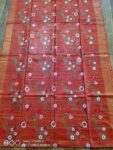 Gorgeous Red Pure Tussar Giccha Floral Embroidery Saree