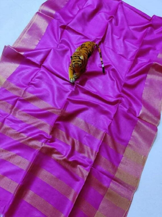 Pretty Purple Plain Katan Cotton Silk Saree with Zari Border