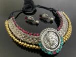 Divine Goddess Face Medallion Vajratik Thushi Necklace With Earrings2