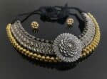 Divine Sahasra Petal Lotus Flower Design Vajratik Thushi Necklace With Earrings