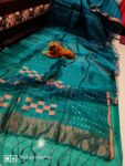 Elegant Peacock Blue Resham Muslin Silk Handwoven Sequins Embeded Saree