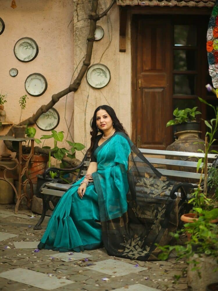 Blue Woven Design Silk Saree main image 0