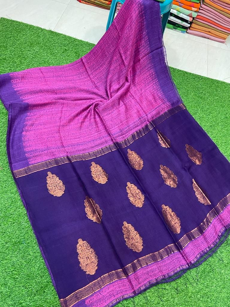 Lovely Pink Violet Blend Resham Matka Silk Shibori Design Saree