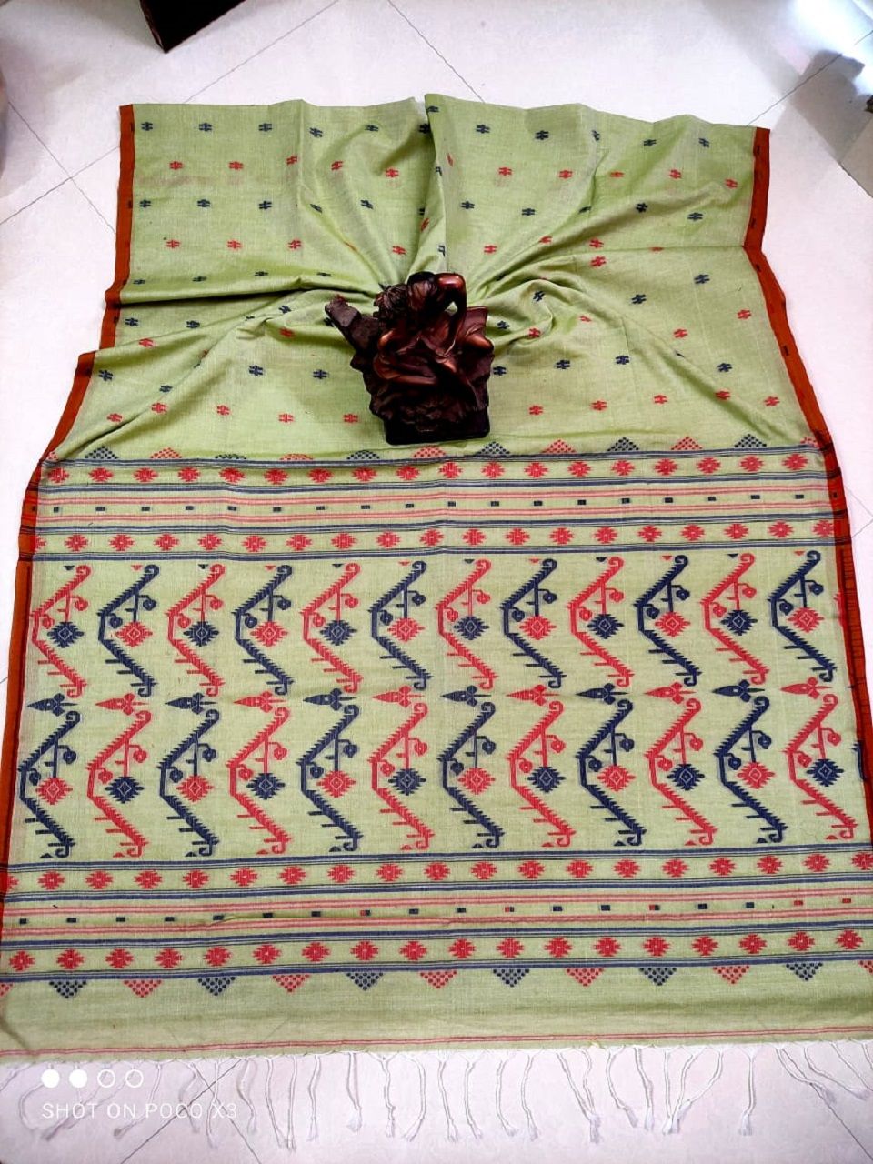 Pastel Green Pure Cotton Saree With Beautifully Handwoven Pallu