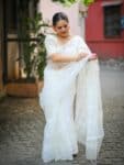 Heavenly White Pure Resham Muslin Silk Jamdani Saree