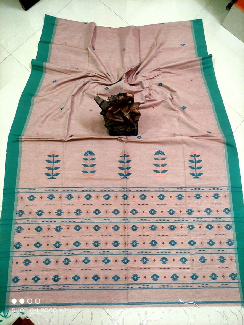 Pastel Red Green Exclusive Top Quality Pure Mercerized Cotton Saree