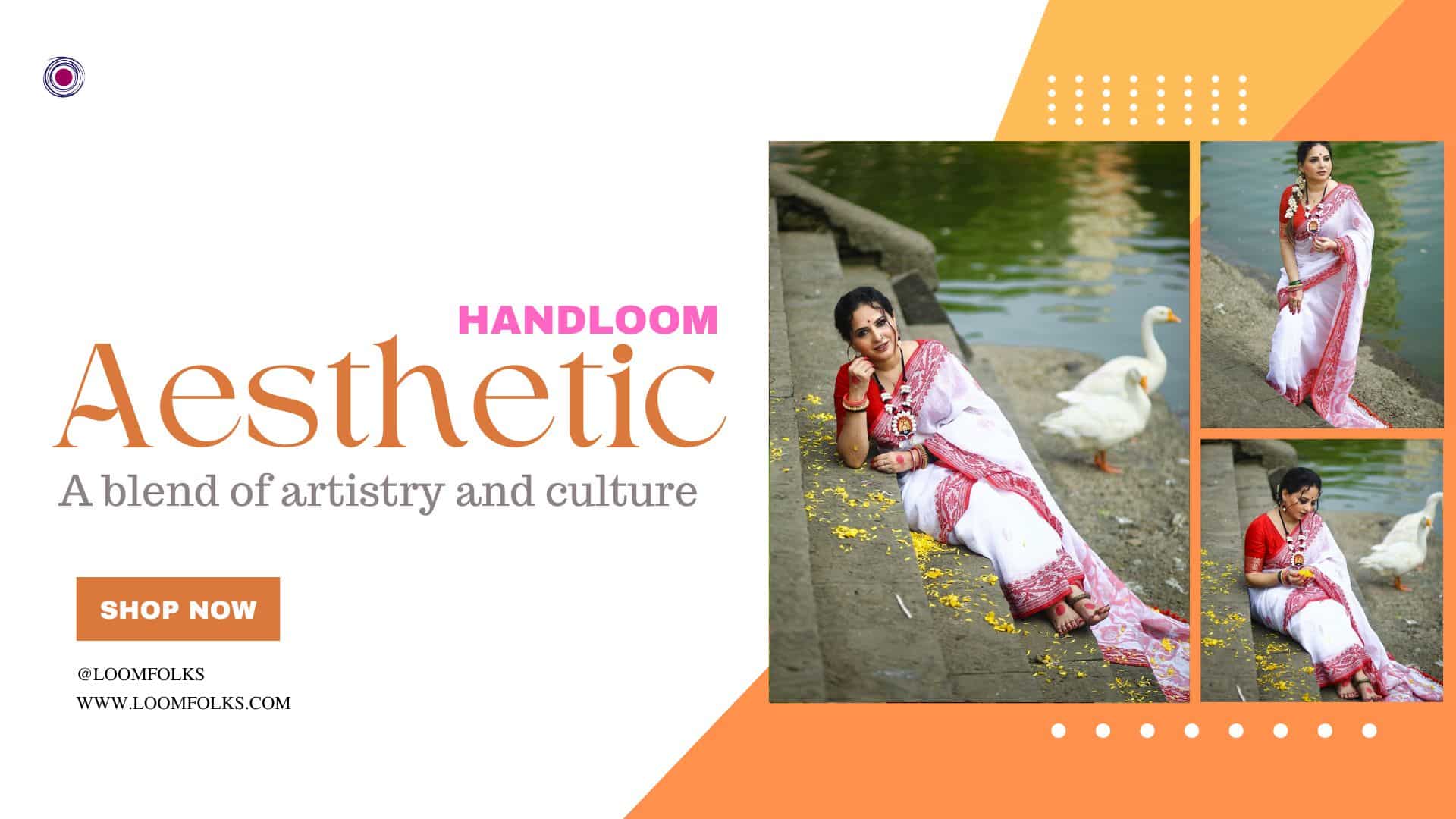 Divine White Red Handwoven Jacquard