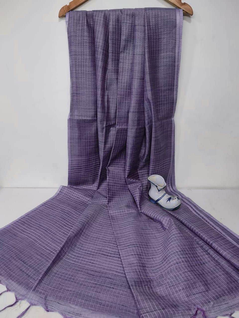 Highvibrational Purple Light Weight Office Wear Jute Kota Silk Saree