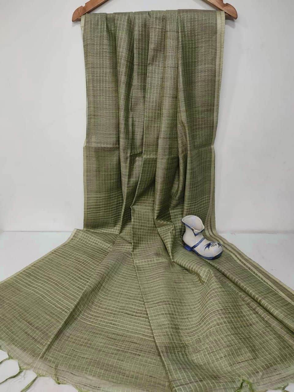 Lovely Olive Green Light Weight Office Wear Jute Kota Silk Saree