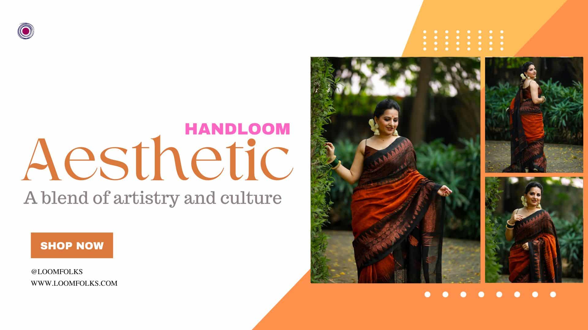 Mesmerizing Rust Black Handwoven Linen Saree
