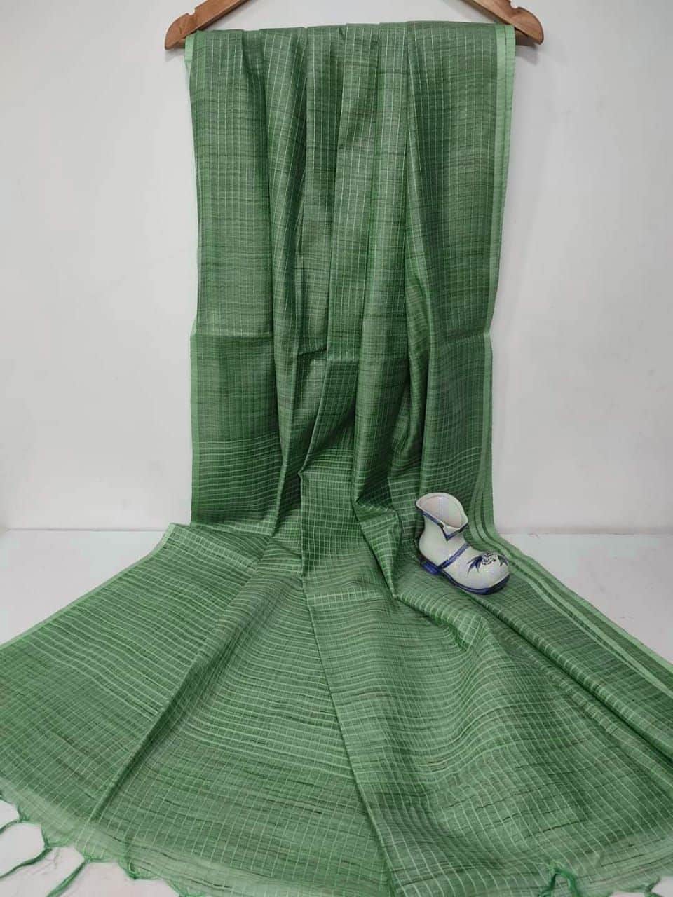 Pastel Green Light Weight Office Wear Jute Kota Silk Saree