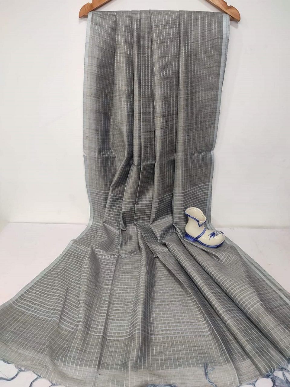 Profound Grey Light Weight Office Wear Jute Kota Silk Saree