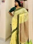 Awesome Yellow Cotton Handloom Saree With Intricately Woven Pallu