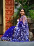 Magnificent Dark Blue Pure Resham Muslin Jamdani Saree