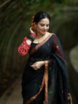 Captivating Black Linen Jamdani Saree Makar Sankranti Special