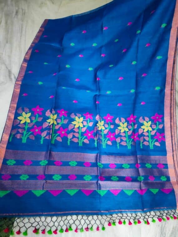 Buy Linen Jamdani Sarees Online in India | Loomfolks