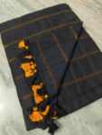 Black Pure Cotton Zari Stripe Comfy Soft Saree1