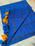 Blue Pure Cotton Zari Stripe Comfy Soft Saree1