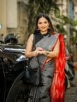 Comfy Soft Grey Cotton Ikkat Office Wear Formal Saree