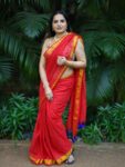 Love Red Allover Sequins Woven Party Wear Pure Cotton Saree