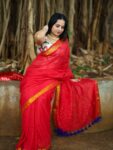 Love Red Allover Sequins Woven Party Wear Pure Cotton Saree