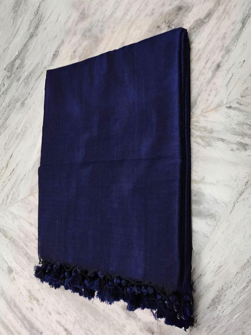 Dark Purple Plain Soft Cotton Saree With Running Blouse Piece