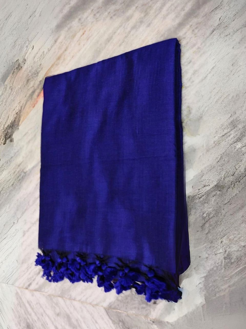 Deep Violet Plain Soft Cotton Saree With Running Blouse Piece