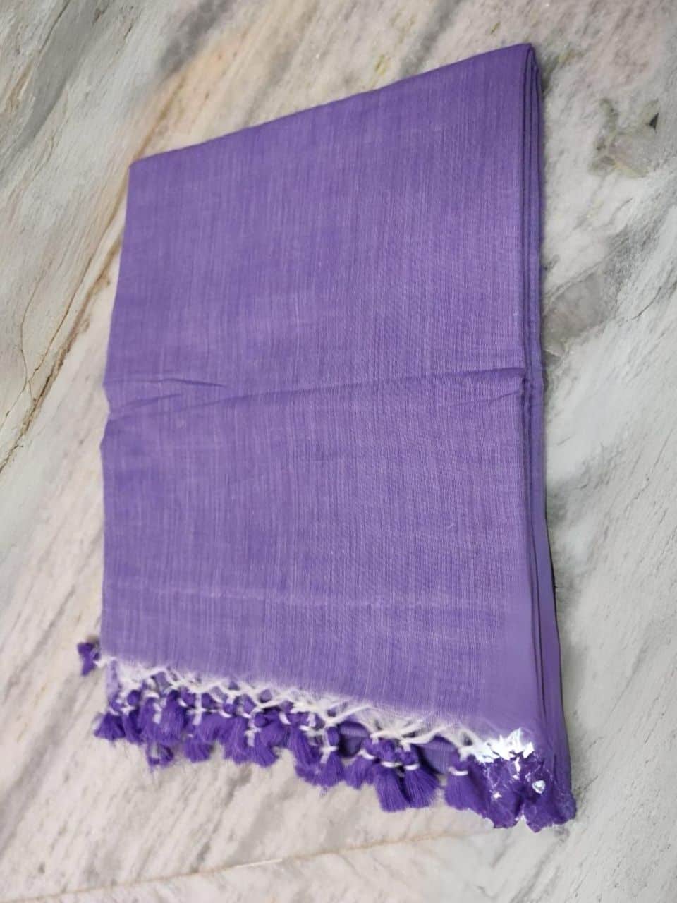 Lavender Plain Soft Cotton Saree With Running Blouse Piece