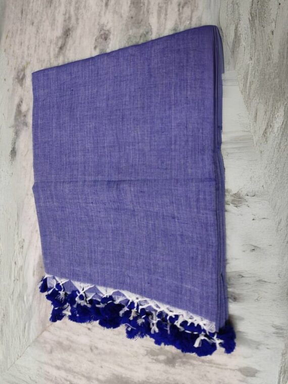 Light Violet Plain Soft Cotton Saree With Running Blouse Piece