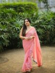 Pleasure Peach Pink Sparkling Sequins Handwoven Soft Cotton Saree