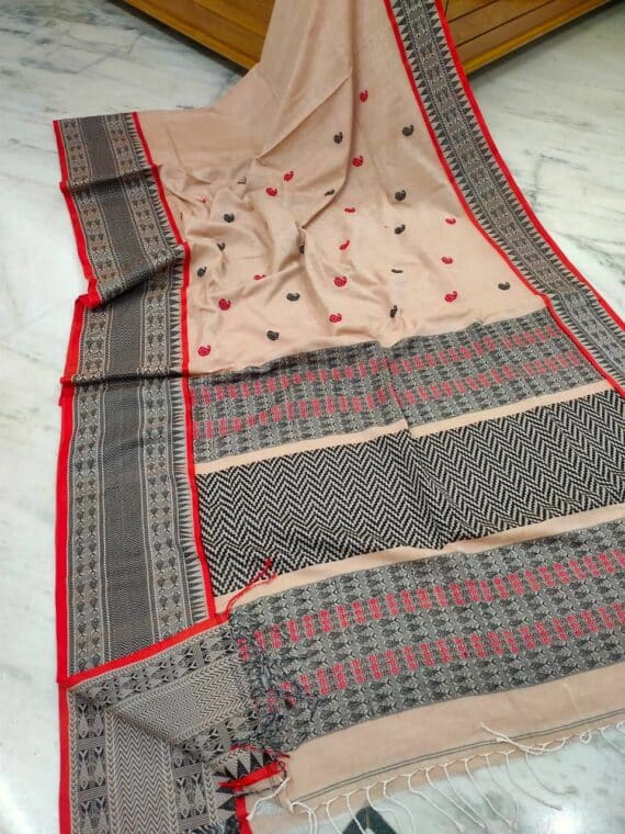 Calming Cream Intricately Handwoven Pure Cotton Saree