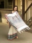 Elegant White Black Intricately Handwoven Pure Cotton Saree2