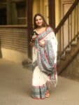 Elegant White Black Intricately Handwoven Pure Cotton Saree2