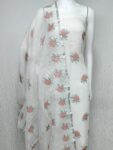 Mesmerizing White Floral Embroidery Linen Cotton Dress Material