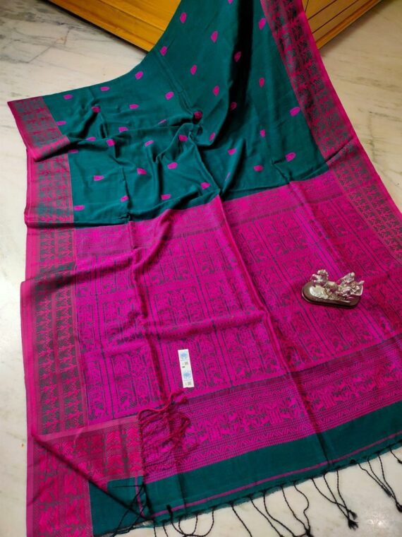 Teal Blue Pink Intricately Handwoven Nature Unity Pattern