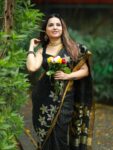 Awesome Black Handwoven Linen Jamdani Check Floral Design