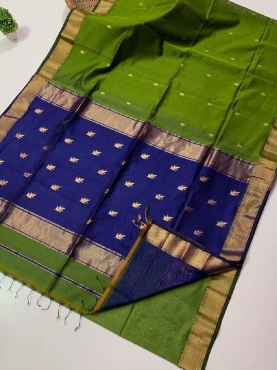Green Blue Cotton Silk Saree For All Occassion