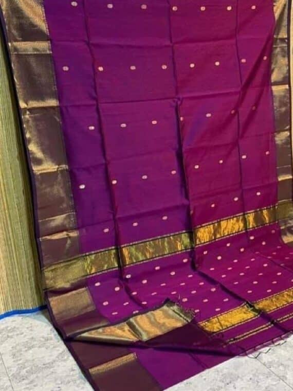 Magenta Cotton Silk Saree For Festive Occassion