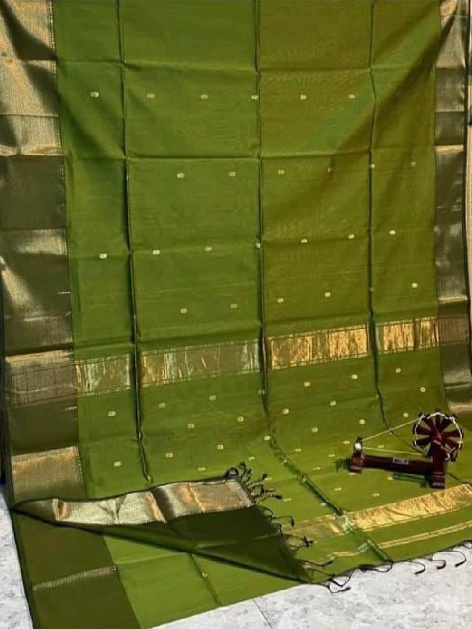 Mehendi Green Cotton Silk Saree For Festive Occassion