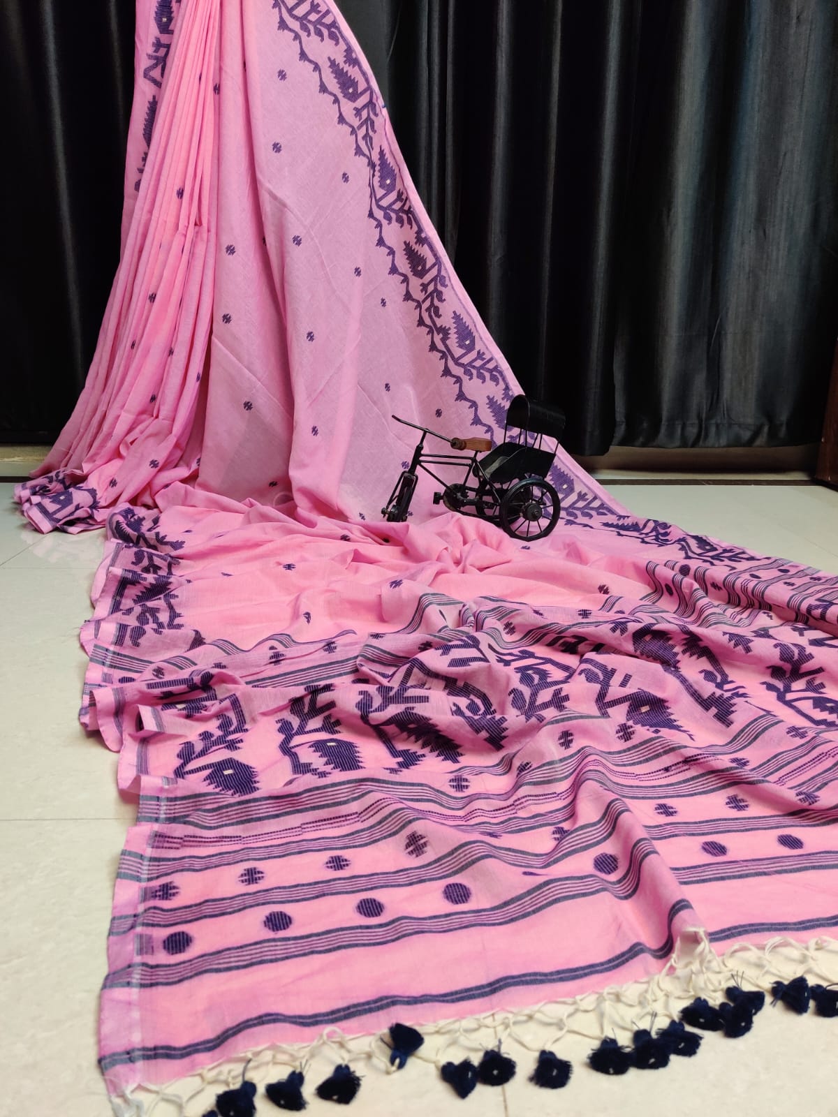 Pink Exclusive Mul Cotton Jamdani Saree