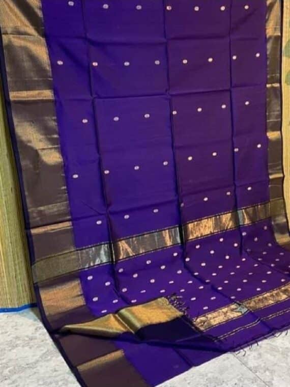 Purple Cotton Silk Saree For Festive Occassion
