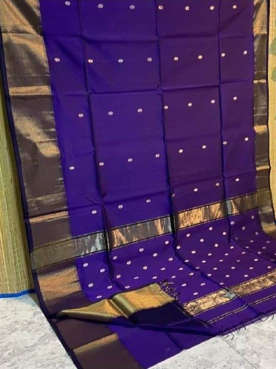 Purple Cotton Silk Saree For Festive Occassion